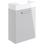 Unify 410mm Wall Hung 1 Door Basin Unit & 1TH Basin - Grey Gloss