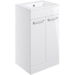 Unify 510mm Floor Standing 2 Door Basin Unit & 1TH Thin Edge Basin - White Gloss