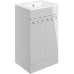 Unify 510mm Floor Standing 2 Door Basin Unit & 1TH Thin Edge Basin - Grey Gloss