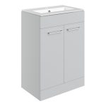 Unify 610mm Floor Standing 2 Door Basin Unit & 1TH Thin Edge Basin - Grey Gloss