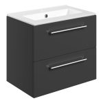 Unify 610mm Wall Hung 2 Drawer Basin Unit & 1TH Thin Edge Basin - Anthracite Gloss