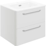 Onyx 610mm 2 Drawer Wall Unit & Basin - White Gloss