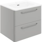 Onyx 610mm 2 Drawer Wall Unit & Basin - Grey Gloss