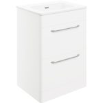 Onyx 610mm 2 Drawer Floor Unit & Basin - White Gloss