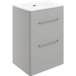 Onyx 610mm 2 Drawer Floor Unit & Basin - Grey Gloss