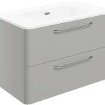 Onyx 810mm 2 Drawer Wall Unit & Basin - Grey Gloss