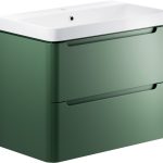 Pearl 805mm 2 Drawer Wall Hung Basin Unit - Matt Sage Green