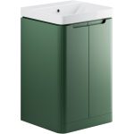 Pearl 500mm 2 Door Floor Standing Cloakroom Basin Unit - Matt Sage Green