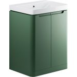 Pearl 605mm 2 Door Floor Standing Basin Unit - Matt Sage Green