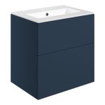 Linea 610mm Wall Hung 2 Drawer Basin Unit & 1TH Basin - Matt Deep Blue