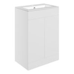 Linea 610mm Floor Standing 2 Door Basin Unit & 1TH Basin - Matt White