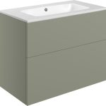 Linea 815mm Wall Hung 2 Drawer Basin Unit & 1TH Basin - Matt Olive Green