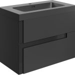 Lavish 805mm Wall Hung 2 Drawer Basin Unit & 1TH Co-ordinating Basin - Matt Black & Glass