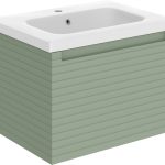Opulent 615mm Wall Hung 1 Drawer Basin Unit & 1TH Basin - Matt Willow Green