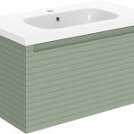 Opulent 815mm Wall Hung 1 Drawer Basin Unit & 1TH Basin - Matt Willow Green