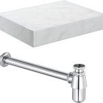 Sculpt 600mm Wall Hung White Marble Basin Shelf & Chrome Bottle Trap