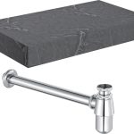 Sculpt 800mm Wall Hung Grey Marble Basin Shelf & Chrome Bottle Trap