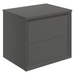 Apex 610mm Wall Hung 2 Drawer Basin Unit & Top - Matt Clay