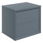 Apex 610mm Wall Hung 2 Drawer Basin Unit & Top - Matt Storm Blue