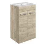 Unify 510mm Floor Standing 2 Door Basin Unit & 1TH Thin Edge Basin - Oak