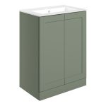Pure 615mm Floor Standing 2 Door Basin Unit & Basin - Matt Reed Green