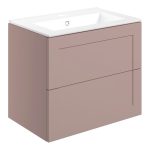Pure 615mm Wall Hung 2 Drawer Basin Unit & Basin - Matt Peony