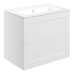 Pure 615mm Wall Hung 2 Drawer Basin Unit & Basin - Matt White