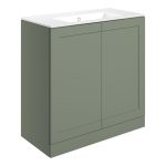 Pure 815mm Floor Standing 2 Door Basin Unit & Basin - Matt Reed Green