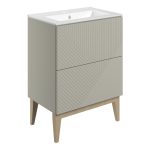 Sleek 615mm Floor Standing 2 Drawer Basin Unit & Basin - Matt Oat