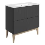 Sleek 815mm Floor Standing 2 Drawer Basin Unit & Basin - Matt Graphite Grey