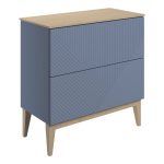 Sleek 810mm Floor Standing 2 Drawer Basin Unit & Maple Oak Effect Worktop - Matt Smoke Blue