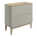 Sleek 810mm Floor Standing 2 Drawer Basin Unit & Maple Oak Effect Worktop - Matt Oat