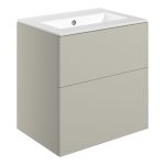 Linea 610mm Wall Hung 2 Drawer Basin Unit & 0TH Basin - Matt Latte
