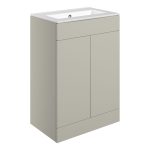 Linea 610mm Floor Standing 2 Door Basin Unit & 0TH Basin - Matt Latte