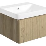 Sapphire 500mm Wall Hung 1 Drawer Basin Unit & Basin - Textured Oak
