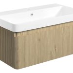 Sapphire 805mm Wall Hung 1 Drawer Basin Unit & Basin - Textured Oak