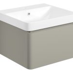 Elite 500mm Wall Hung 1 Drawer Basin Unit & Basin - Matt Latte