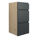 Diamond 300mm Standard 3 Drawer Unit - Matt Graphite Grey (Oak Cab)