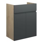 Diamond 500mm Standard Basin Unit - Matt Graphite Grey (Oak Cab)