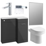 Purity 900mm Furniture & BTW WC Pack - Anthracite Gloss (RH)