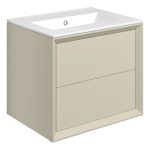 Apex 610mm Wall Hung 2 Drawer Basin Unit & 0TH Thin Edge Basin - Matt Cotton