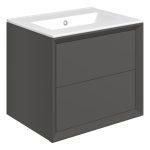 Apex 610mm Wall Hung 2 Drawer Basin Unit & 0TH Thin Edge Basin - Matt Clay