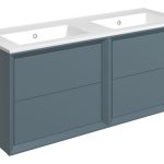 Apex 1210mm Wall Hung 4 Drawer Basin Unit & 0TH Thin Edge Basin - Matt Storm Blue