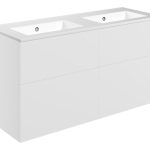 Linea 1210mm Wall Hung 4 Drawer Basin Unit & 0TH Basin - Matt White