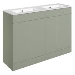 Linea 1210mm Floor Standing 4 Door Basin Unit & 0TH Basin - Matt Olive Green