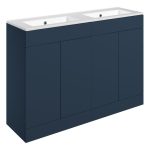 Linea 1210mm Floor Standing 4 Door Basin Unit & 0TH Basin - Matt Deep Blue