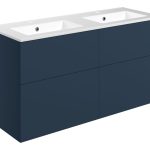 Linea 1210mm Wall Hung 4 Drawer Basin Unit & 2TH Basin - Matt Deep Blue