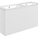 Linea 1210mm Wall Hung 4 Drawer Basin Unit & 2TH Basin - Matt White