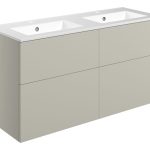 Linea 1210mm Wall Hung 4 Drawer Basin Unit & 2TH Basin - Matt Latte