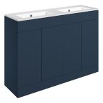 Linea 1210mm Floor Standing 4 Door Basin Unit & 2TH Basin - Matt Deep Blue